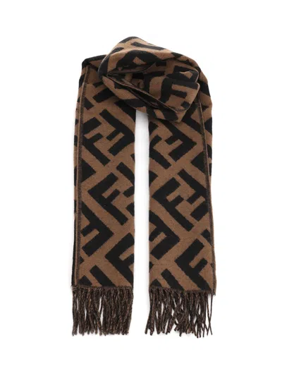 Fendi Ff Cashmere Scarf Scarves And Foulards Brown