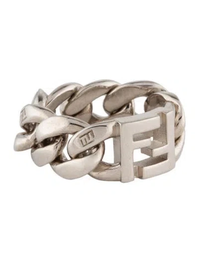 Pre-owned Fendi Ff Chain Bang Ring In Multi
