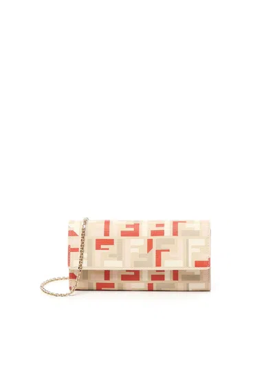 Fendi Ff Chain Continental Wallet In Sand