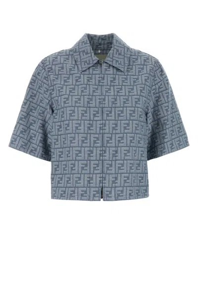 FENDI FENDI FF CHAMBRAY DENIM CROPPED JACKET