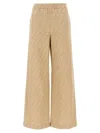 Fendi Ff Chambray Denim Pants Beige