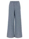 Fendi Women Cotton And Linen Trousers With All-over Ff Motif