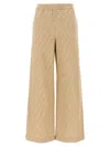 Fendi Ff Chambray Denim Pants Beige