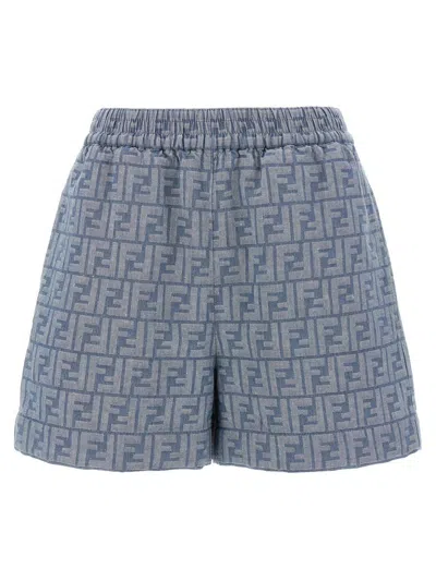 FENDI FENDI FF CHAMBRAY DENIM SHORTS