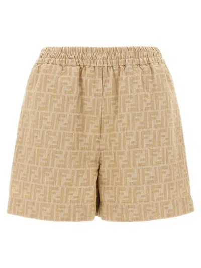Fendi Ff Chambray Denim Shorts
