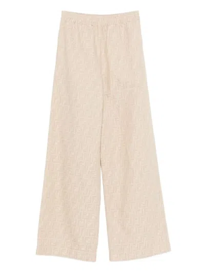 FENDI FENDI FF CHAMBRAY DENIM TROUSERS CLOTHING