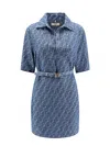 Fendi Ff Jacquard Belted Denim Dress