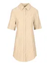Fendi Patterned Dress With Elasticated Waist And Short Sleeves In Brown