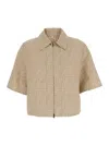 Fendi Ff Logo Denim Jacket In Neutral