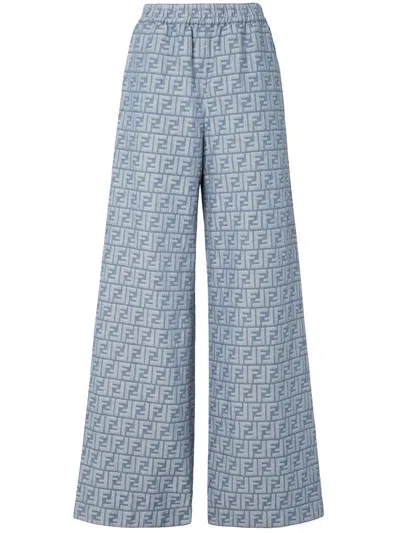 Fendi Ff Chambray Pant Clothing In Blue
