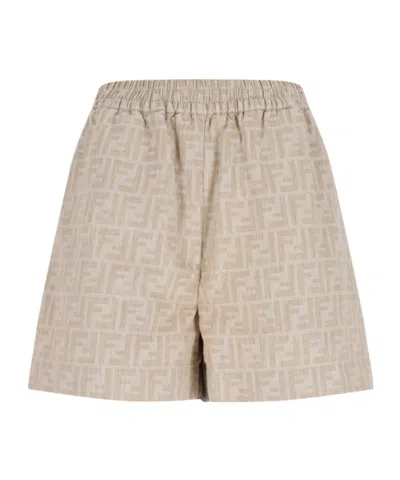 Fendi Elastic Waist Shorts In Brown