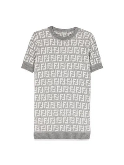 Fendi Ff Chenille Dress In Gray