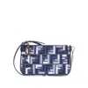 Fendi Ff Coated Fabric 'baguette' Pouch In Blue