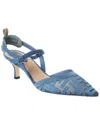 Fendi Ff Colibri Lite Medium Mesh & Leather Slingback Mule In Blue