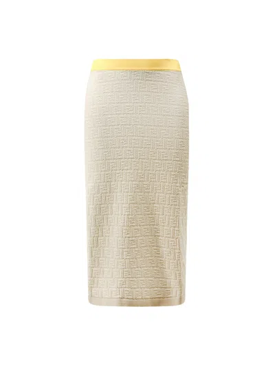 Fendi Ff Color Block Skirt In Neutral