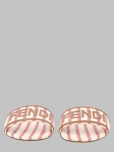 Fendi Slide In Canvas Ff Con Logo In Multi