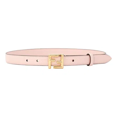 Pre-owned Fendi Ff Confeto Pink Calfskin Leather Belt Size 85