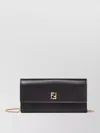 Fendi Ff Continental With Chain Black Leather Wallet