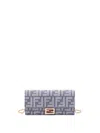 Fendi Denim-effect Ff Jacquard Uette Continental Wallet With Chain Bags