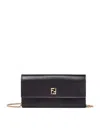 Fendi Ff Continental With Chain Black Leather Wallet In Black