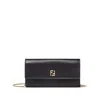 Fendi Ff Continental With Chain Black Leather Wallet In Black