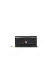Fendi Ff Continental With Chain Black Leather Wallet In Black
