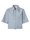 Fendi Women Ff Denim Chambray Cropped Jacket In Blue