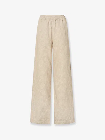 Fendi Ff Cotton And Linen Trousers