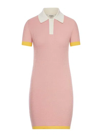 Fendi Ff Cotton And Silk Dress In Yellow