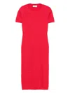 Fendi Women Red Short Sleeve Dress With All-over Ff Motif In Cotton Blend Woman In Red