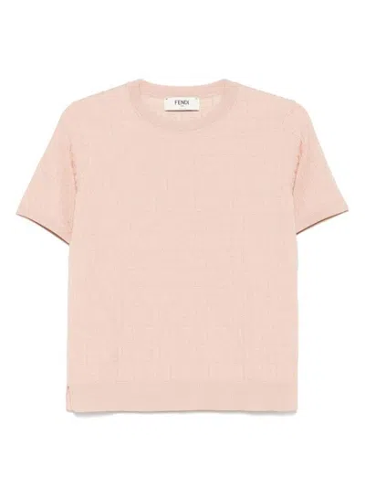 Fendi Ff Cotton And Viscose Short Sleeved Jumper