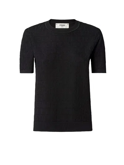 FENDI FF COTTON AND VISCOSE SWEATER