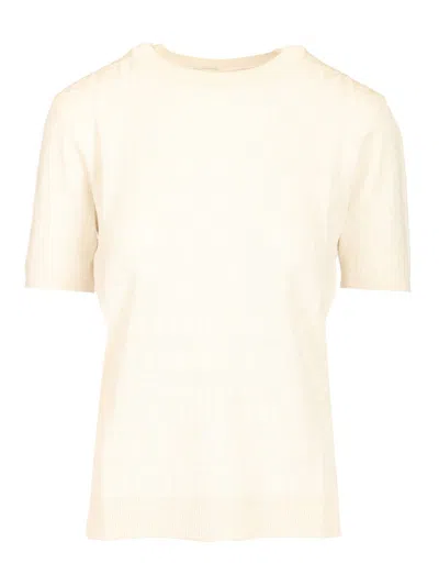 Fendi Ff Cotton And Viscose Sweater Knitwear White In Neutral