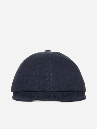 Fendi Ff Cotton Baseball Cap In Blue Navy