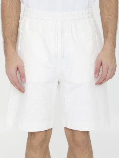 Fendi Ff Cotton Bermuda Shorts In Bianco