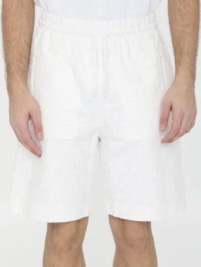 Fendi Ff Cotton Bermuda Shorts In Cream
