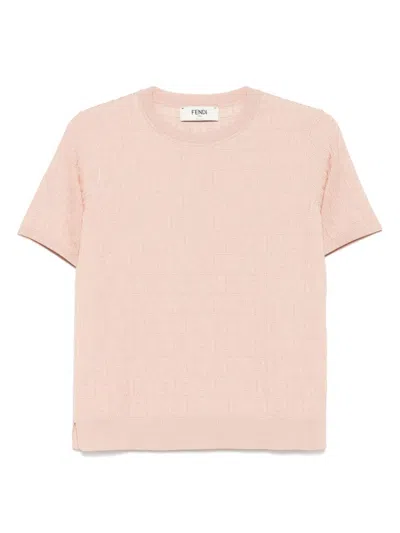 FENDI FENDI FF COTTON BLEND KNITTED T-SHIRT