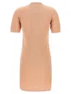 Fendi Cotton Short Sleeve Dress With Textured Pattern In Neutral