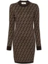 Fendi Ff Monogram Mini Dress In Brown