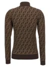 Fendi Ff Cotton High-neck Sweater In Brown