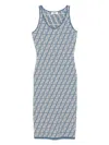 Fendi Ff-jacquard Midi Dress In Blue