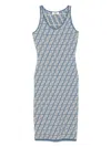 Fendi Ff-jacquard Midi Dress In Blue