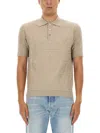 Fendi Ff Cotton Knit Polo Shirt In Neutral