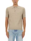 Fendi Ff Cotton Knit Polo Shirt In Neutral
