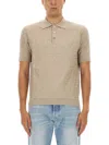 Fendi Ff Cotton Knit Polo Shirt In Neutral