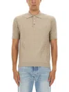 Fendi Ff Cotton Knit Polo Shirt In Neutral
