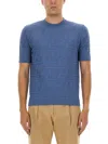 Fendi Ff Cotton Knit T-shirt In Blue