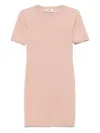 Fendi Cotton Short Sleeve Dress With Textured Pattern In Neutral