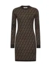 Fendi Ff Monogram Mini Dress In Brown