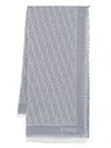 Fendi Ff Motif Cotton Scarf With Fringed Edge